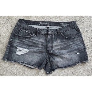 Vintage Reunion Women's Size 12 Black Denim Shorts distressed Mom Gray High Rise